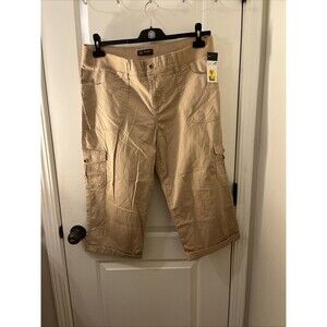 Lee Capri Pants Womens 16 Medium Cafe Relaxed Fit Mid Rise Cargo Pants